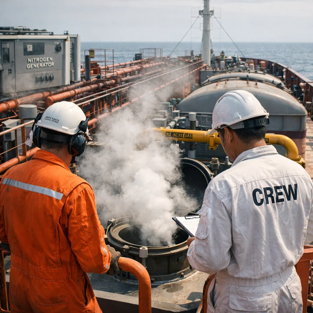 On chemical tankers, nitrogen generators create an inert atmosphere inside cargo tanks, reducing the risk of fire and preserving cargo quality.